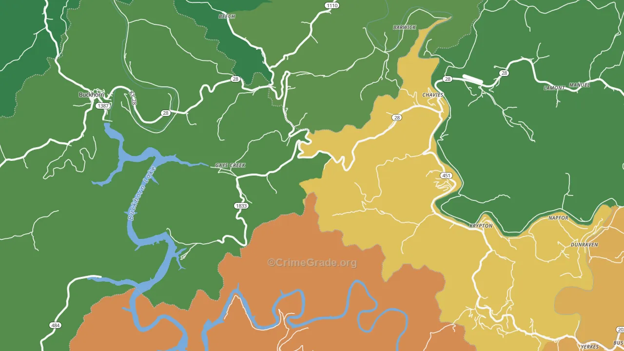Saul, KY Map of Drug-Related Crime Rates