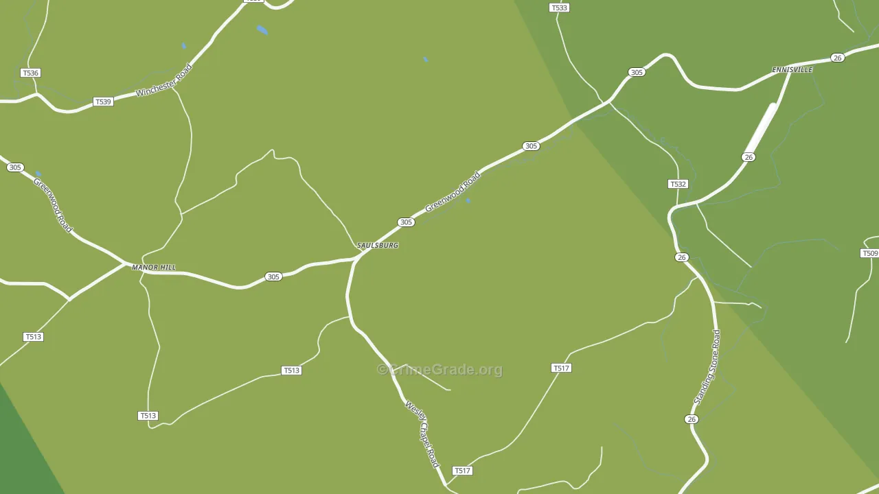 Saulsburg, PA Map of Drug-Related Crime Rates