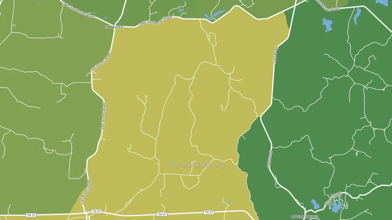 Saulsbury, TN Map of Drug-Related Crime Rates