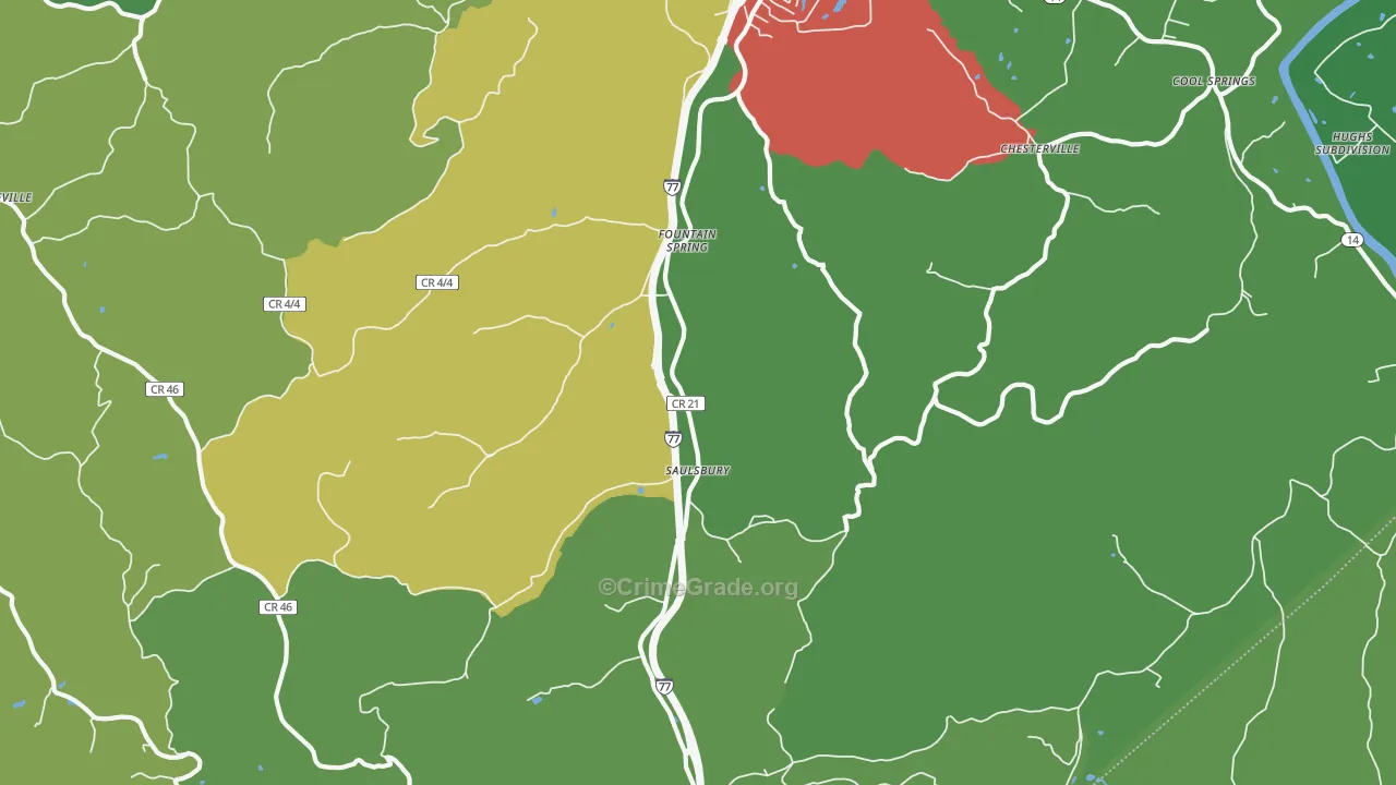Saulsbury, WV Map of Drug-Related Crime Rates