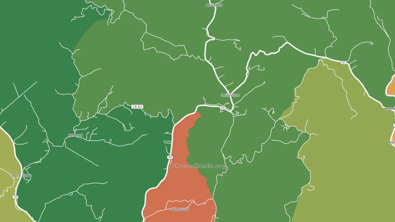 Saulsville, WV Map of Drug-Related Crime Rates
