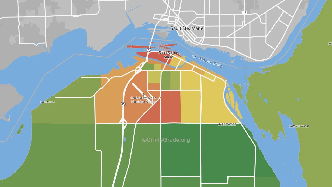 Sault Ste. Marie, MI Map of Drug-Related Crime Rates