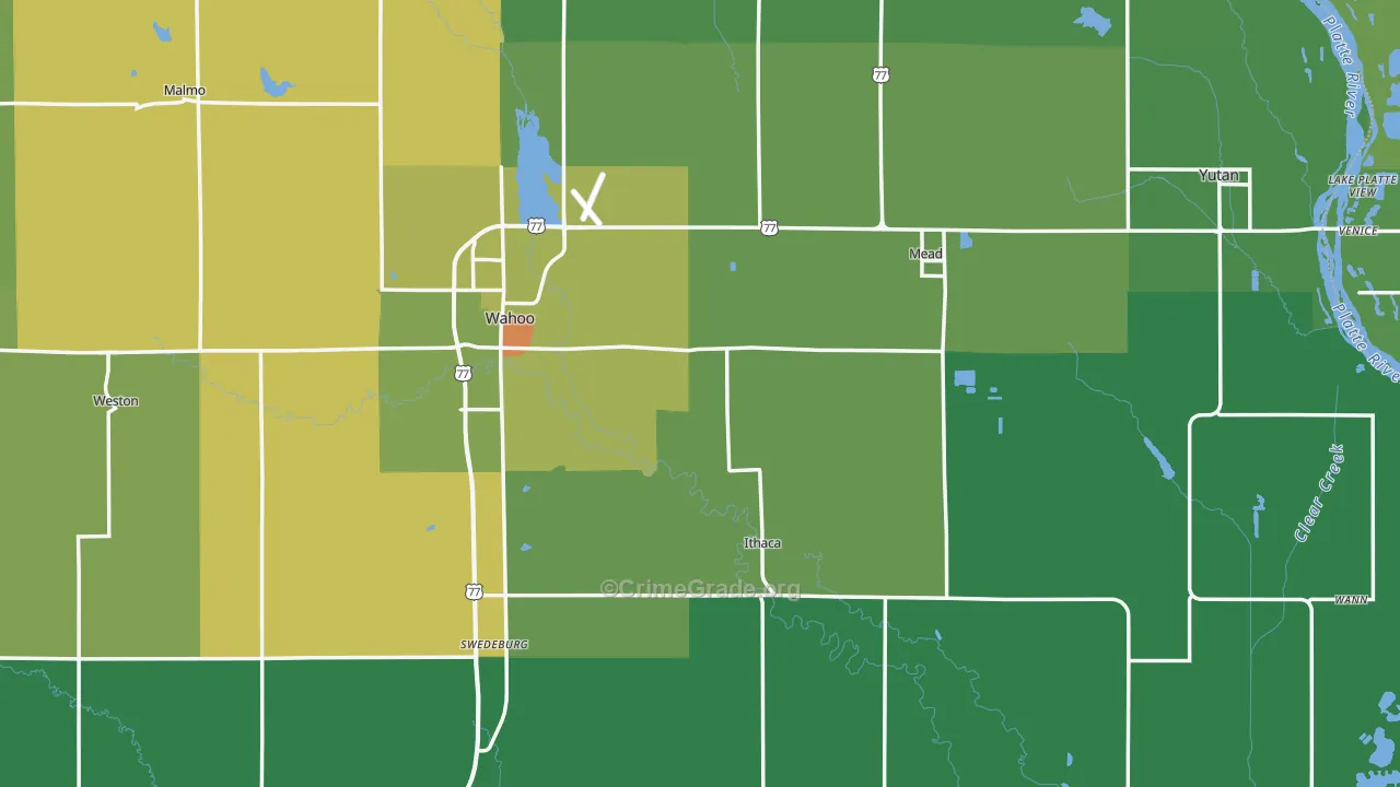 Saunders County, NE Map of Drug-Related Crime Rates