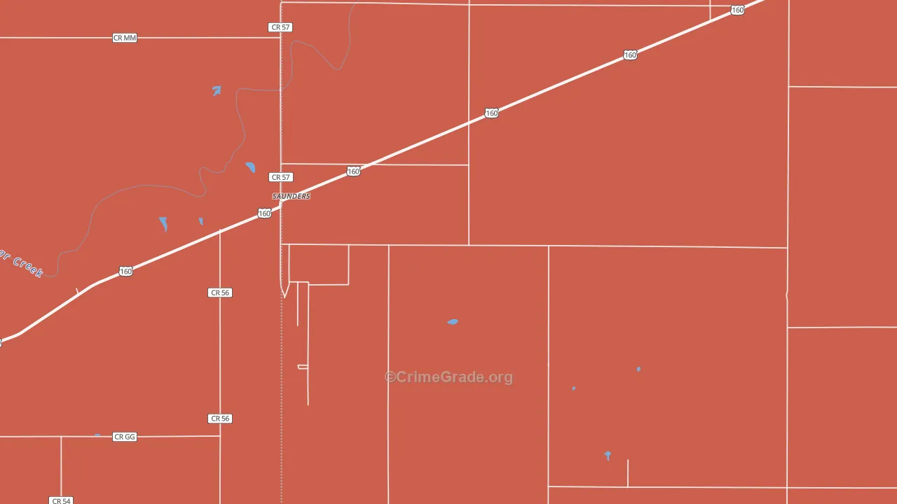 Saunders, KS Map of Drug-Related Crime Rates