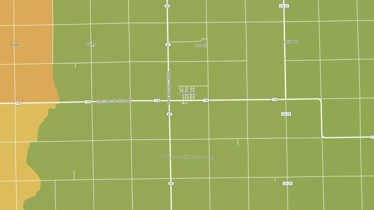 Saunemin, IL Map of Drug-Related Crime Rates