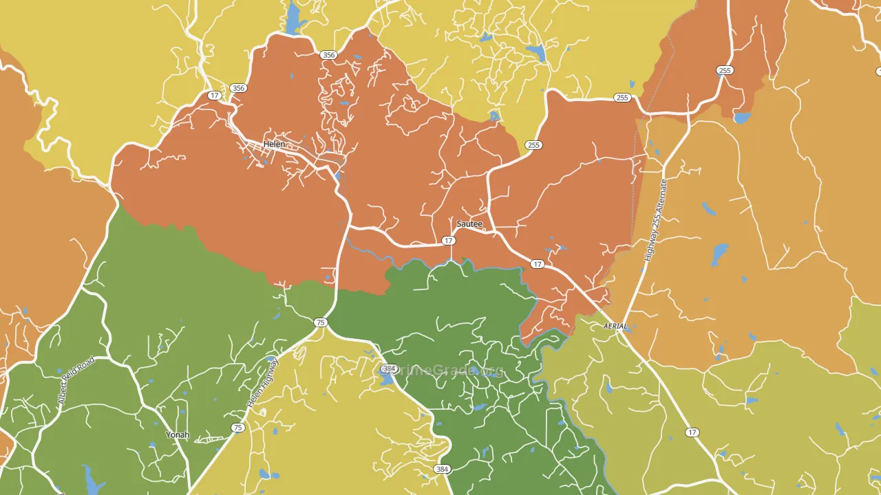 Sautee Nacoochee, GA Map of Drug-Related Crime Rates