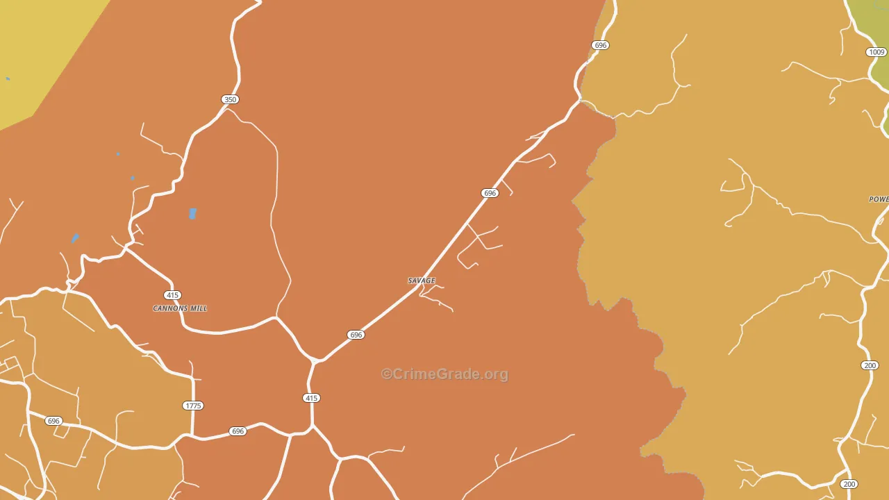 Savage, KY Map of Drug-Related Crime Rates