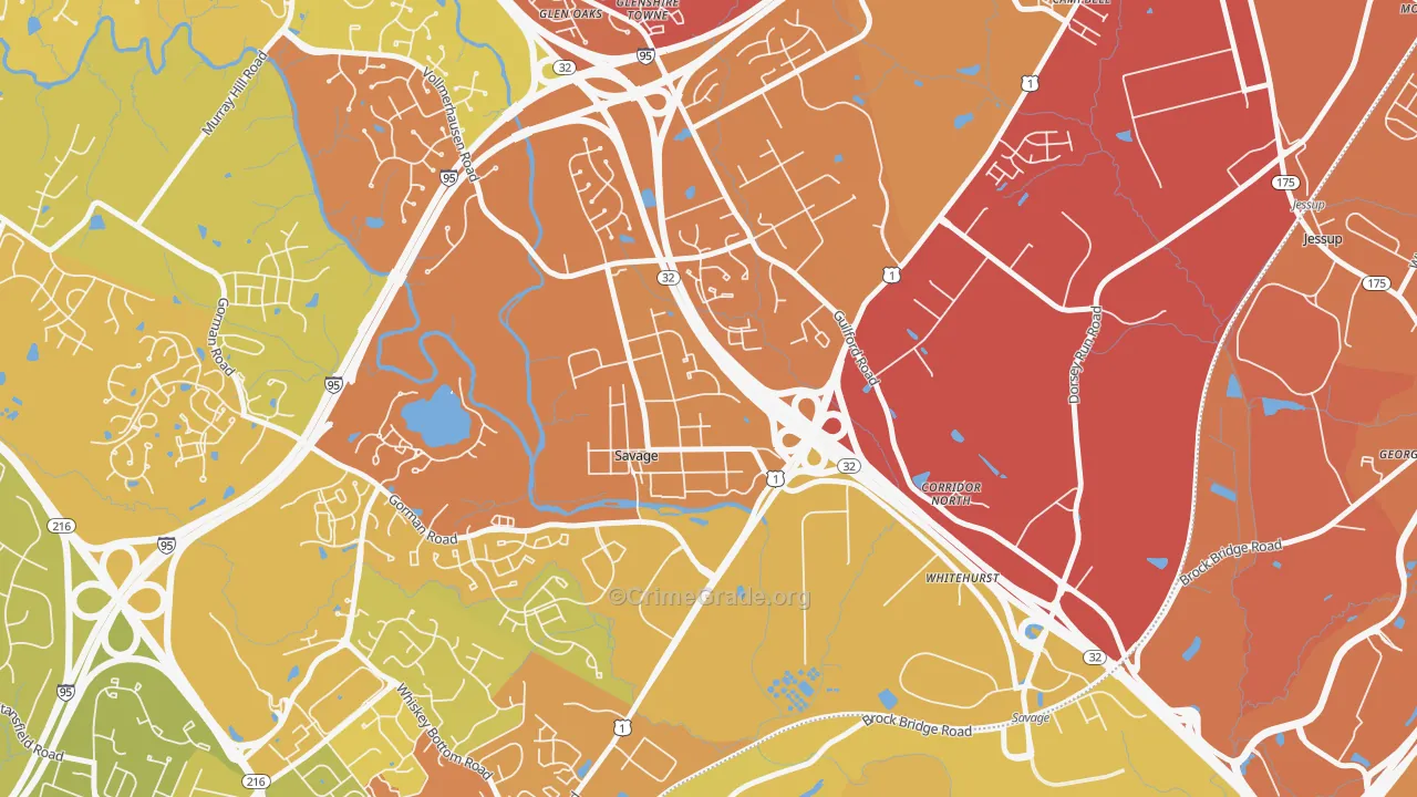 Savage, MD Map of Drug-Related Crime Rates