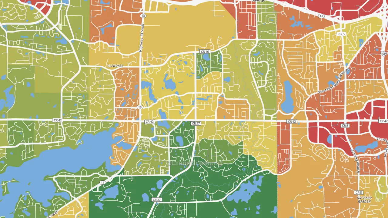 Savage, MN Map of Drug-Related Crime Rates