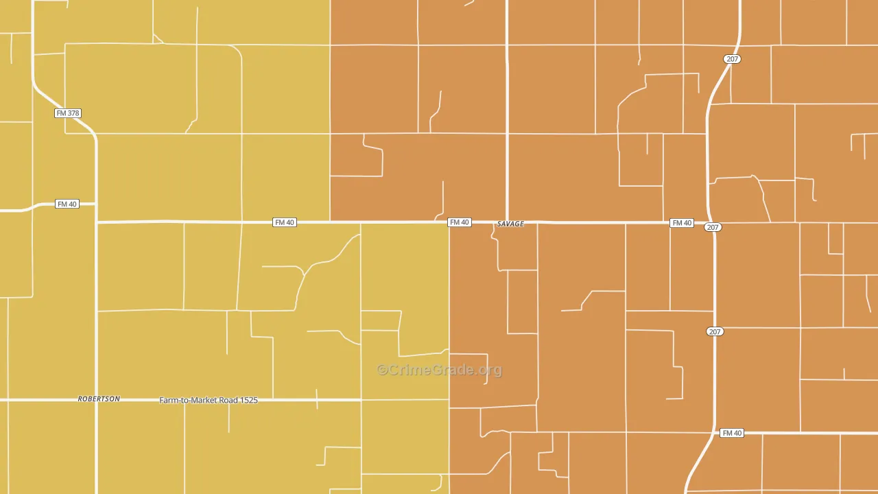 Savage, TX Map of Drug-Related Crime Rates