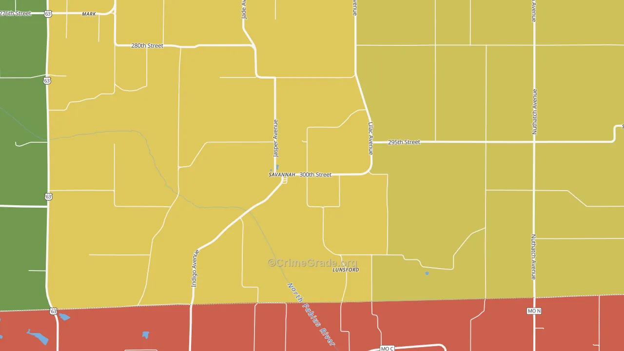 Savannah, IA Map of Drug-Related Crime Rates