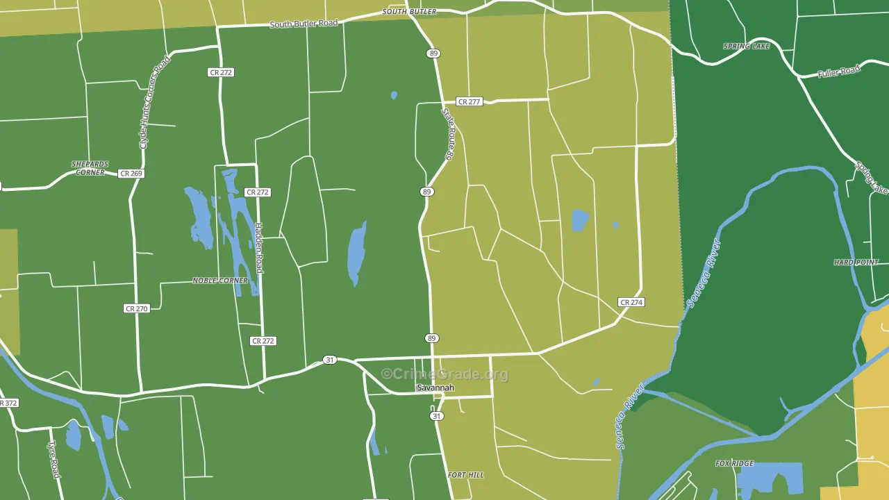 Savannah, NY Map of Drug-Related Crime Rates