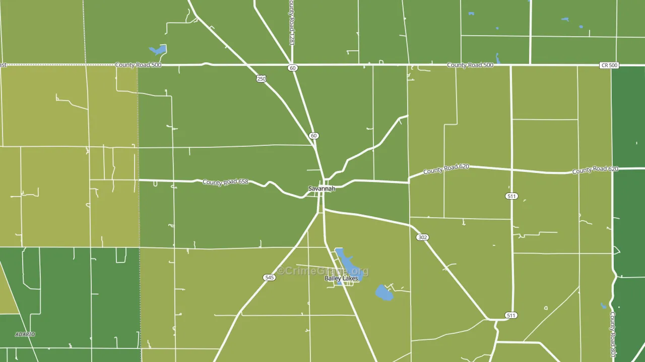 Savannah, OH Map of Drug-Related Crime Rates