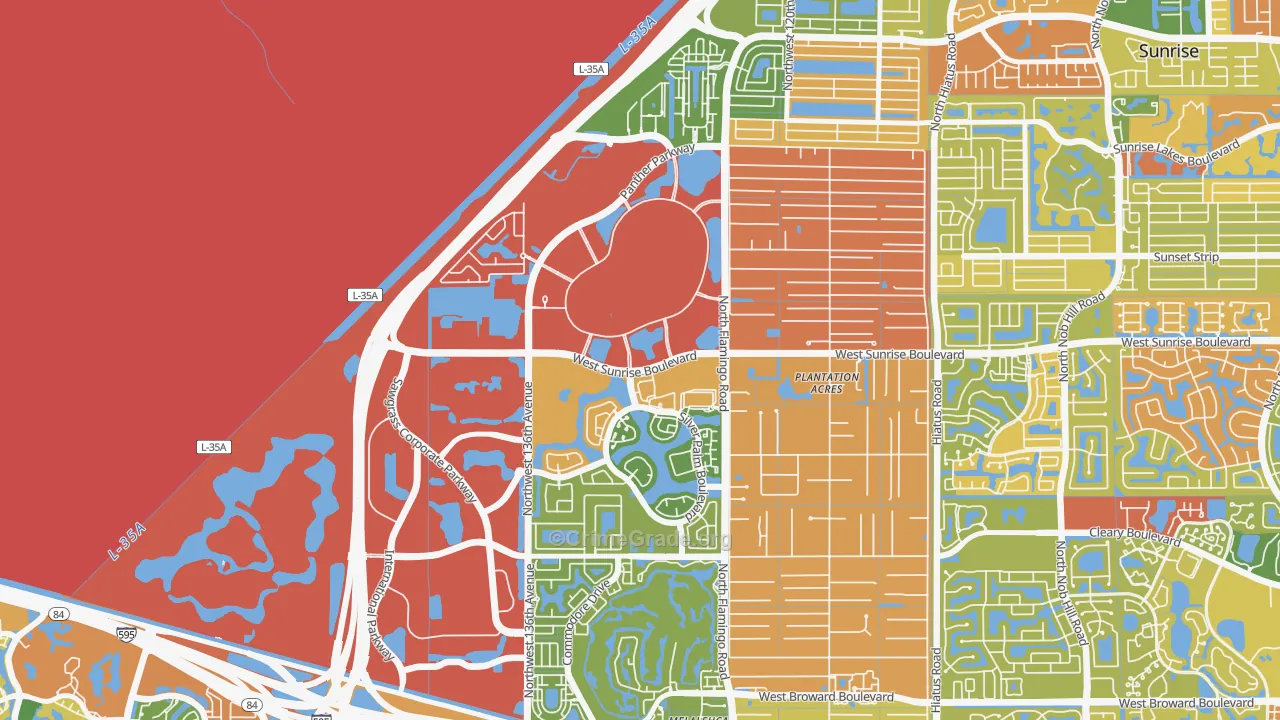 Savannah, Sunrise, FL Map of Drug-Related Crime Rates