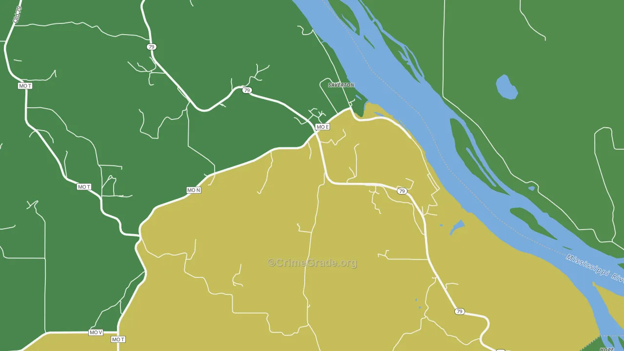 Saverton, MO Map of Drug-Related Crime Rates