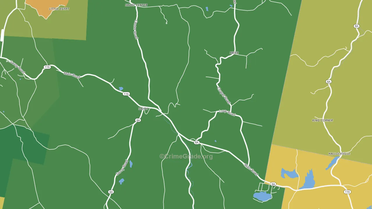 Savoy, MA Map of Drug-Related Crime Rates