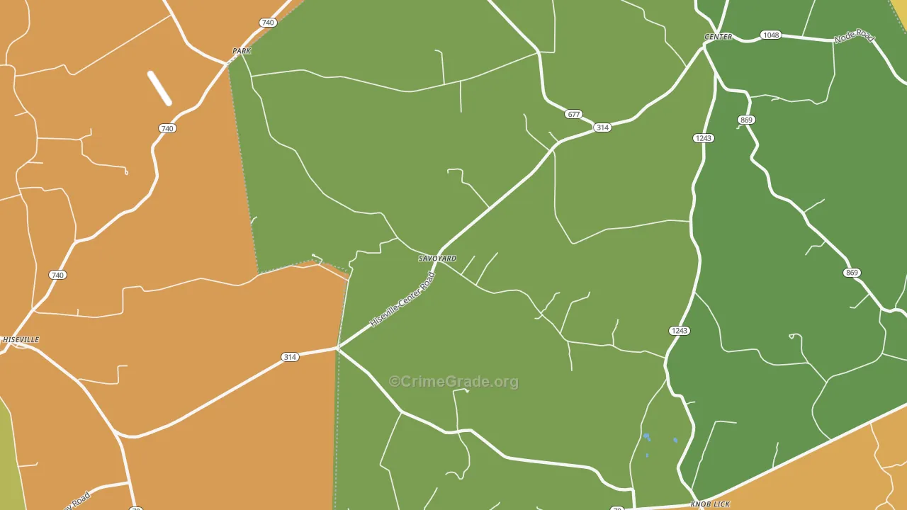 Savoyard, KY Map of Drug-Related Crime Rates
