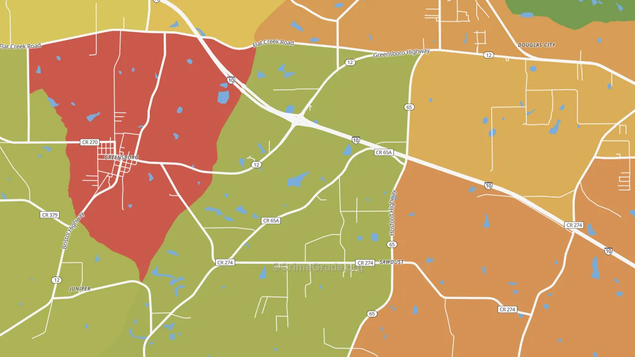 Sawdust, FL Map of Drug-Related Crime Rates