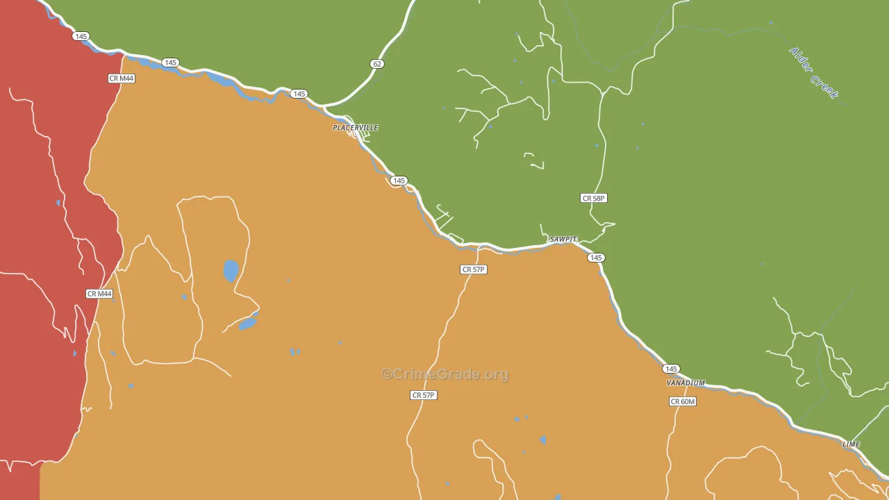 Sawpit, CO Map of Drug-Related Crime Rates