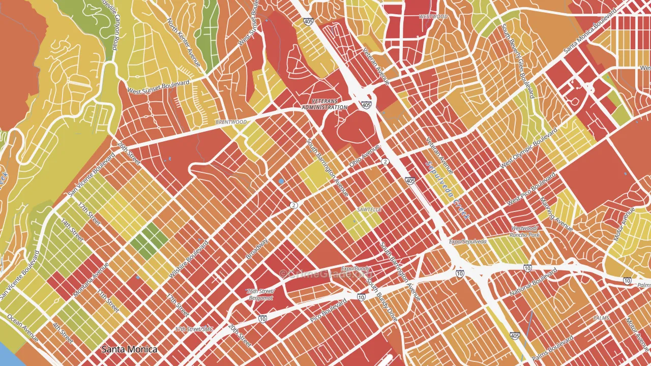 Sawtelle, Los Angeles, CA Map of Drug-Related Crime Rates