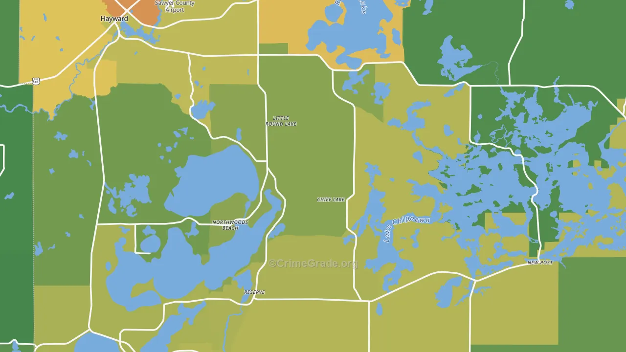 Sawyer County, WI Map of Drug-Related Crime Rates