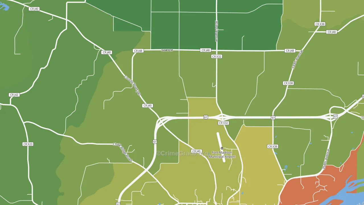 Sawyer, IA Map of Drug-Related Crime Rates