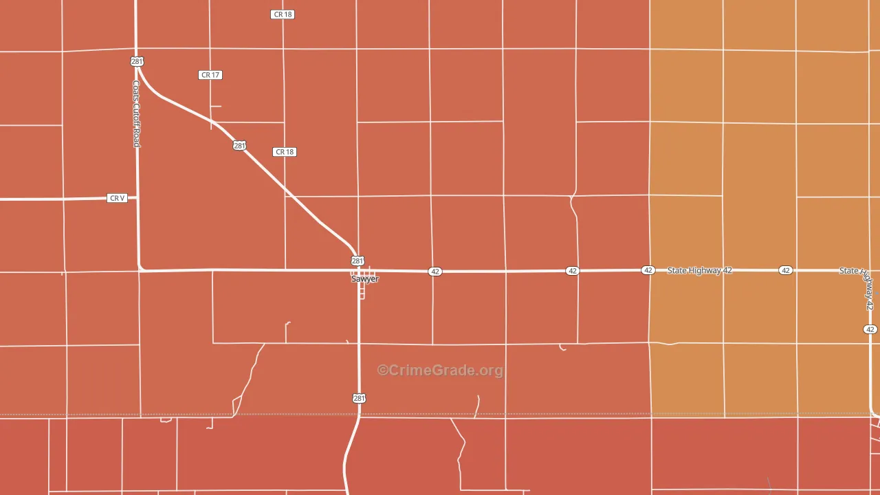 Sawyer, KS Map of Drug-Related Crime Rates