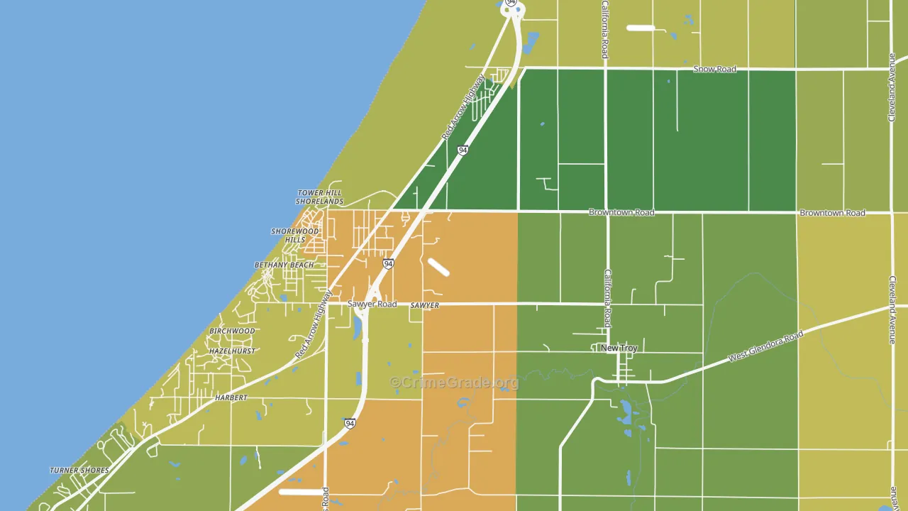 Sawyer, MI Map of Drug-Related Crime Rates