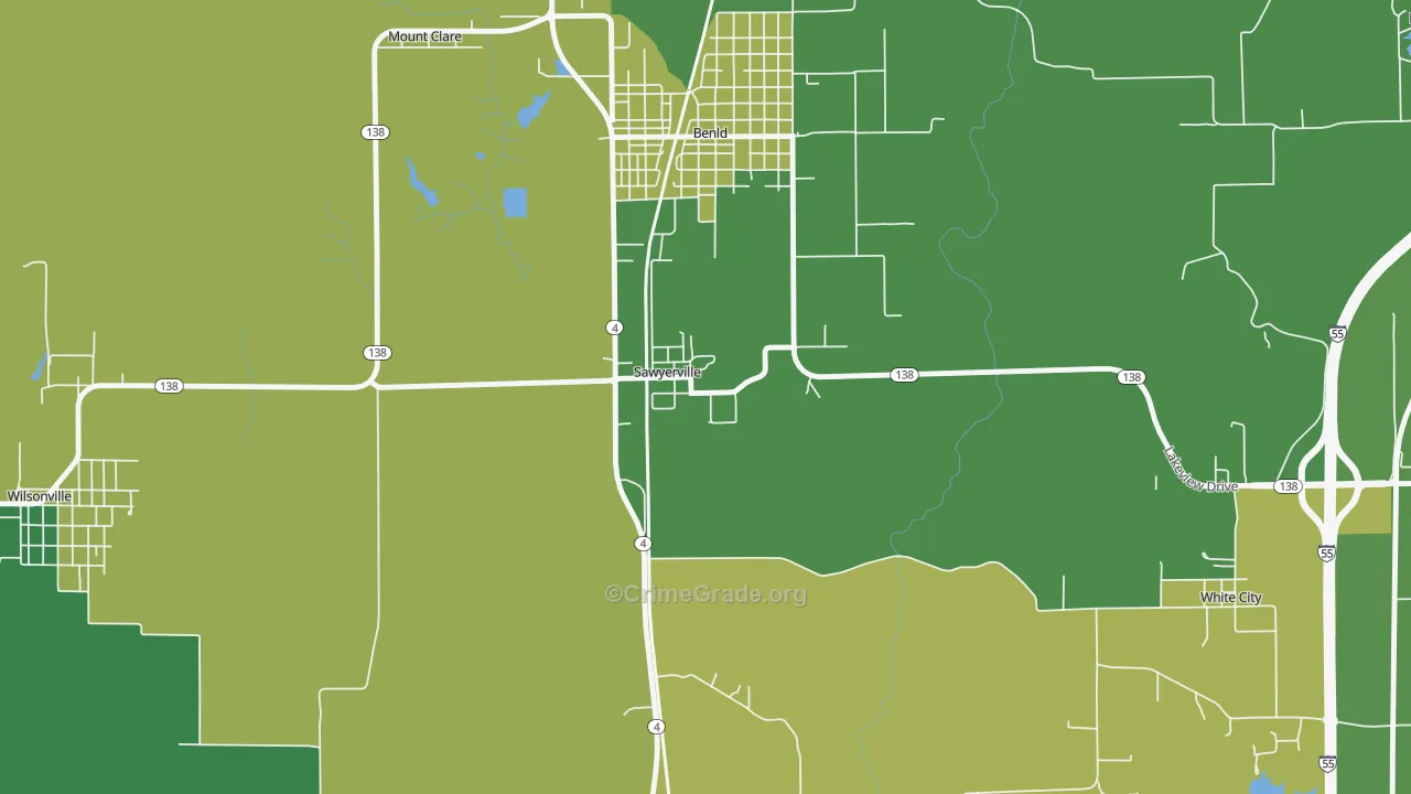 Sawyerville, IL Map of Drug-Related Crime Rates