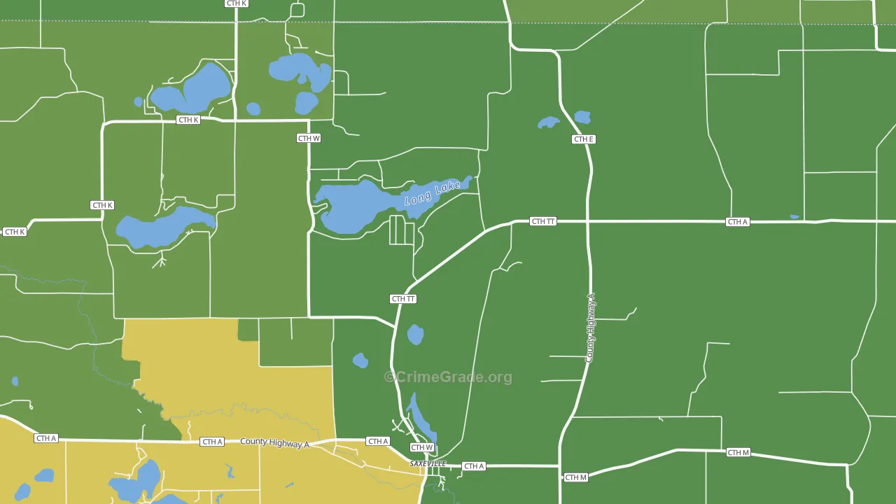Saxeville, WI Map of Drug-Related Crime Rates