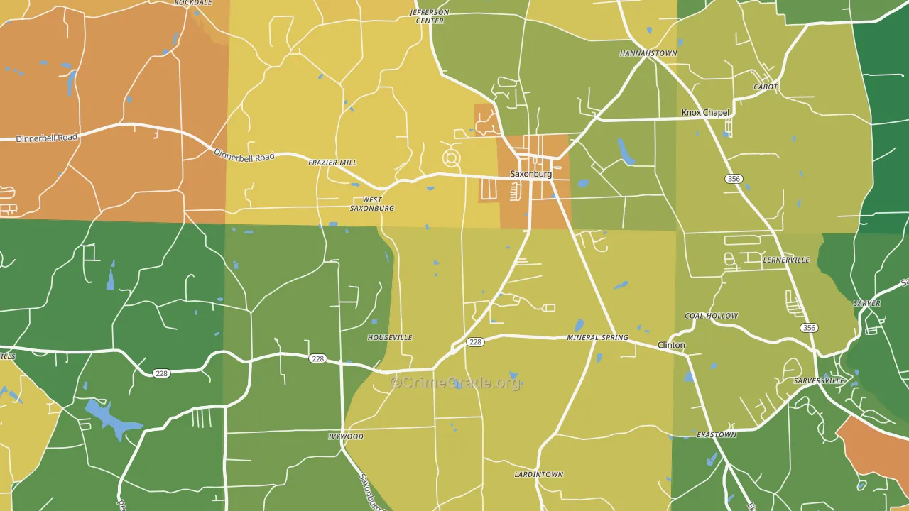 Saxonburg, PA Map of Drug-Related Crime Rates