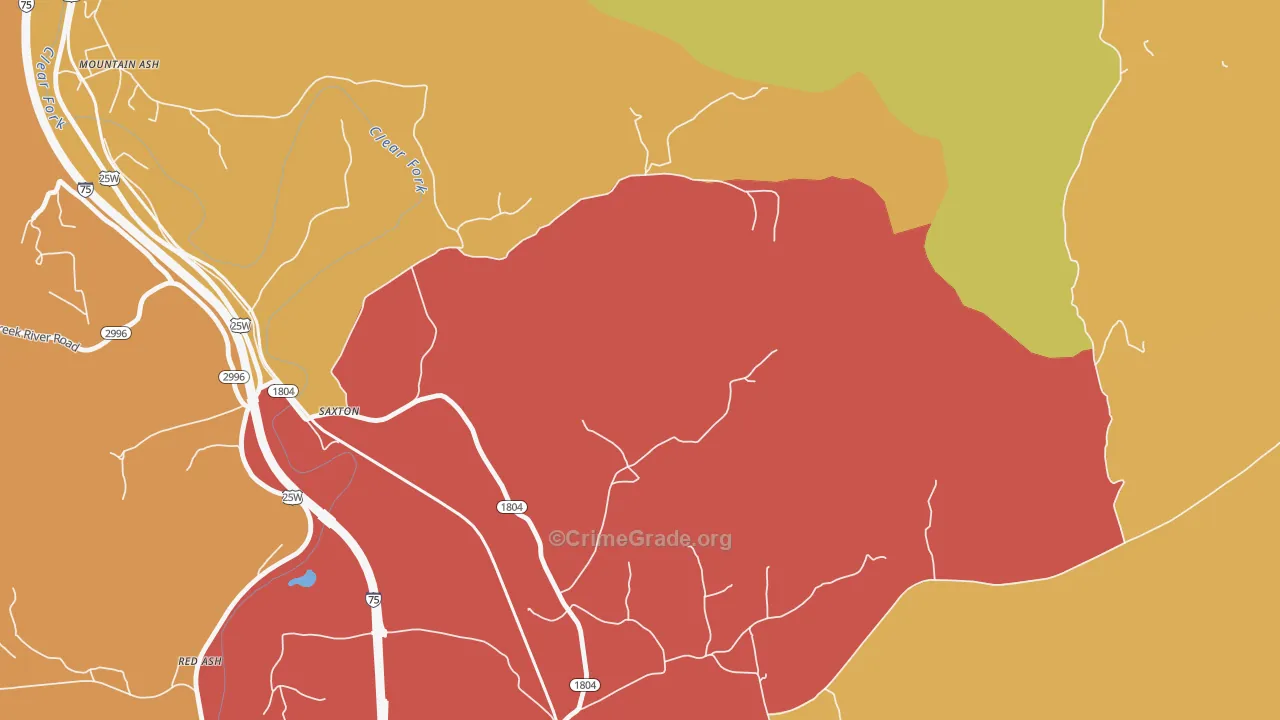 Saxton, KY Map of Drug-Related Crime Rates