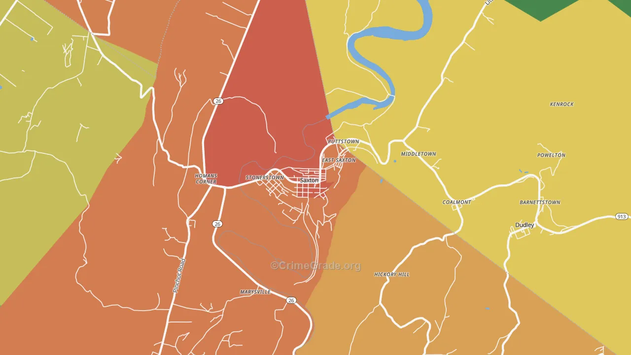 Saxton, PA Map of Drug-Related Crime Rates