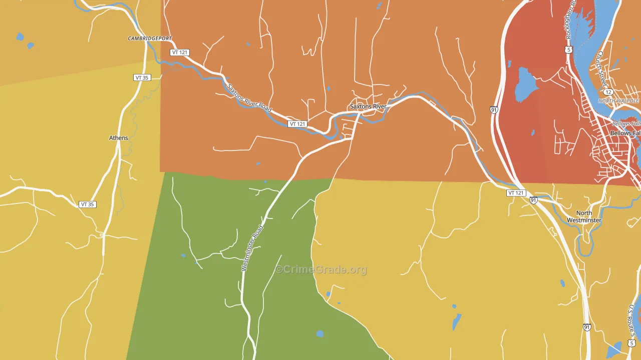 Saxtons River, VT Map of Drug-Related Crime Rates