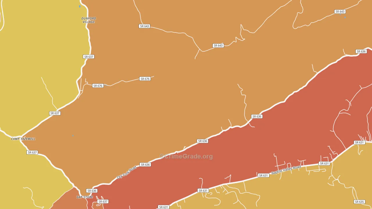 Sayersville, VA Map of Drug-Related Crime Rates