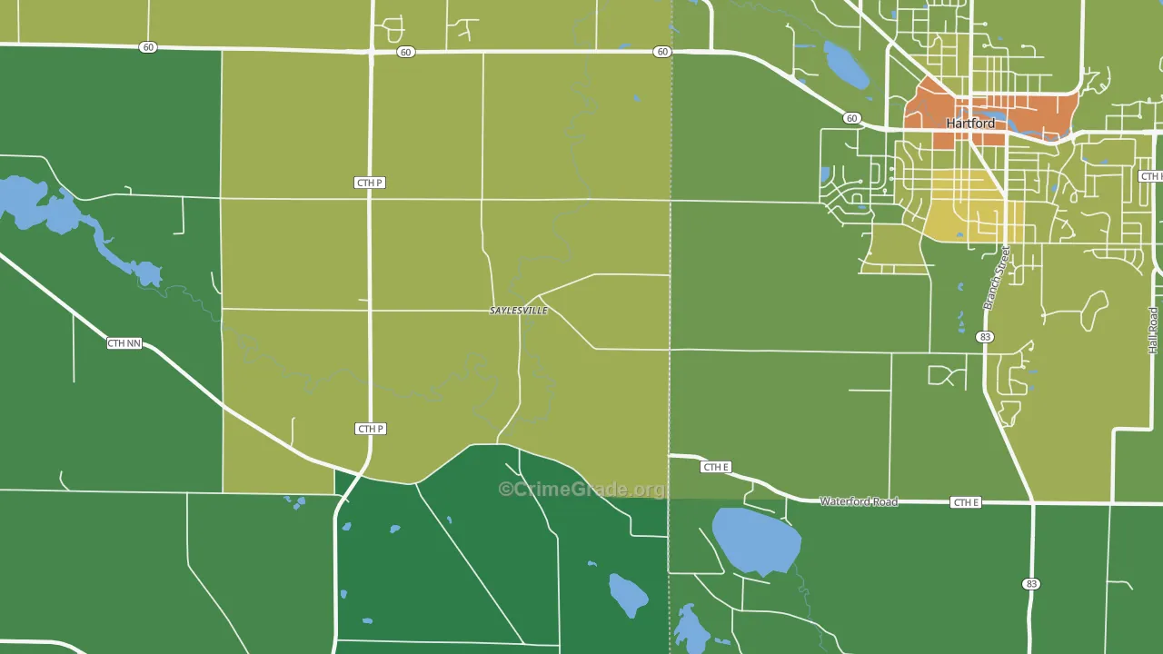 Saylesville, WI Map of Drug-Related Crime Rates