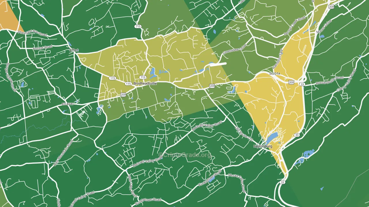 Saylorsburg, PA Map of Drug-Related Crime Rates