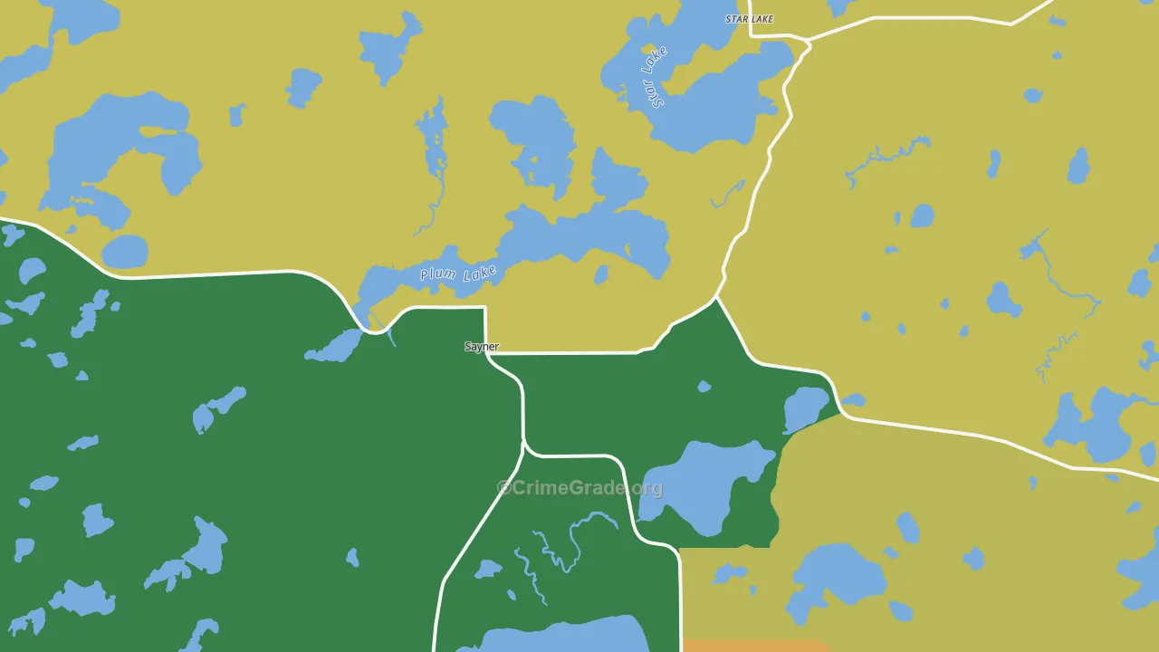Sayner, WI Map of Drug-Related Crime Rates