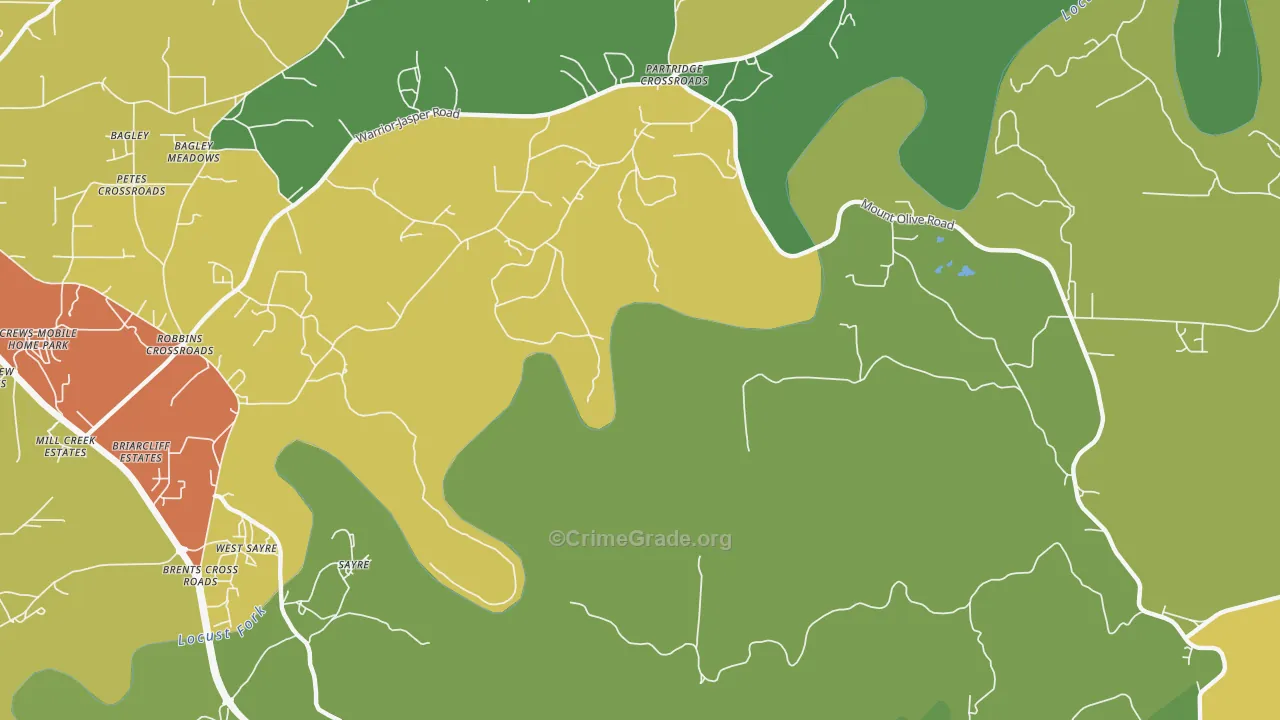 Sayre, AL Map of Drug-Related Crime Rates