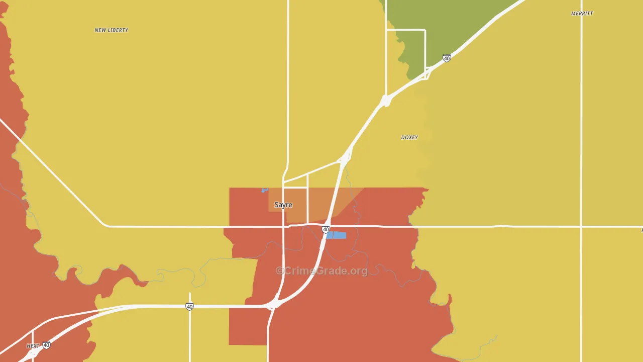 Sayre, OK Map of Drug-Related Crime Rates