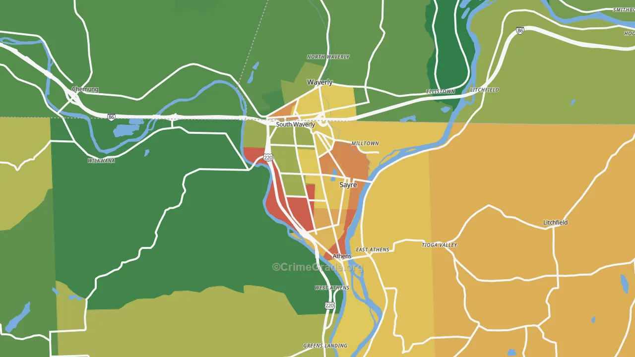 Sayre, PA Map of Drug-Related Crime Rates