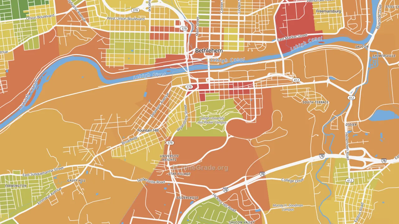 Sayre Park, Bethlehem, PA Map of Drug-Related Crime Rates