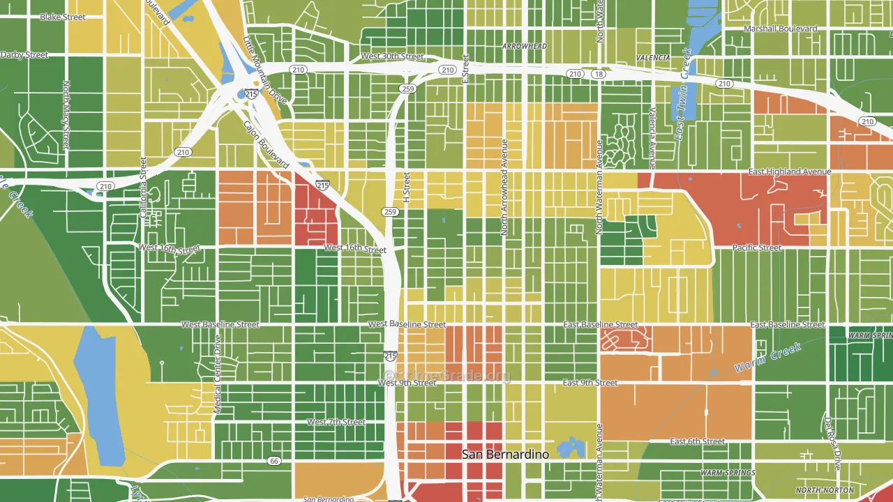 SBHS, San Bernardino, CA Map of Drug-Related Crime Rates
