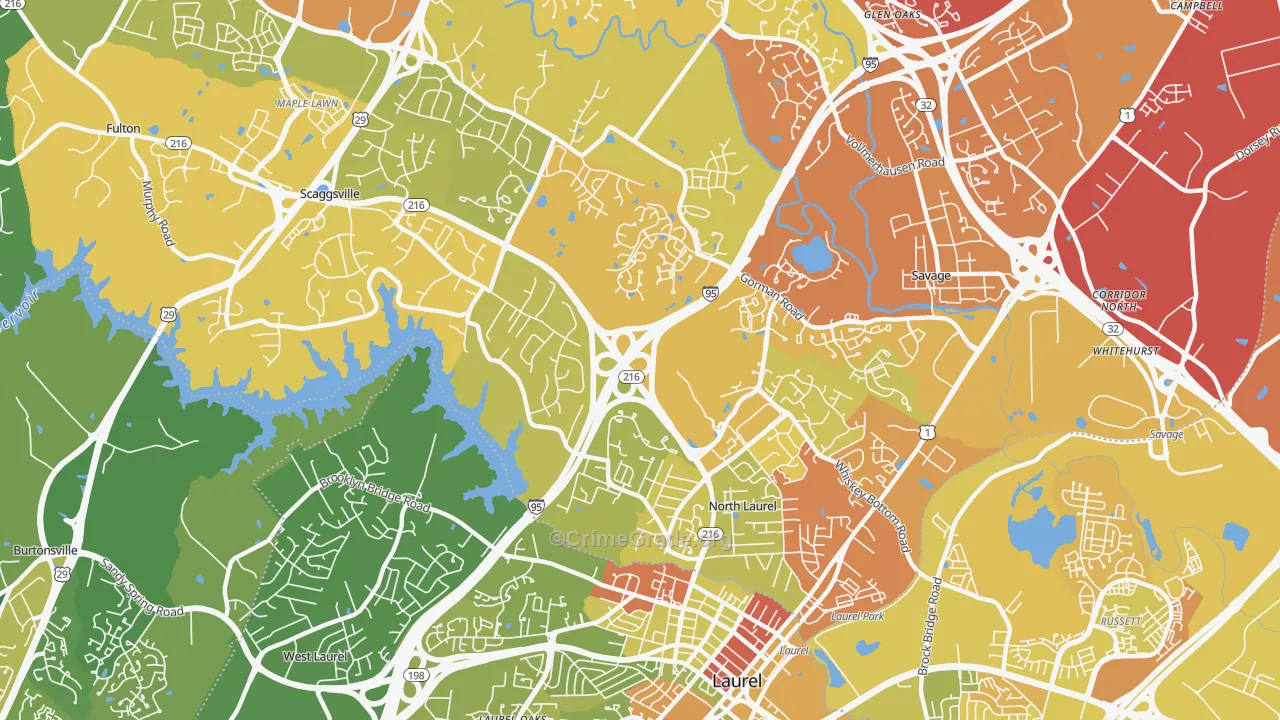 Scaggsville, MD Map of Drug-Related Crime Rates
