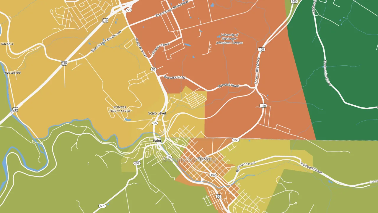 Scalp Level, PA Map of Drug-Related Crime Rates