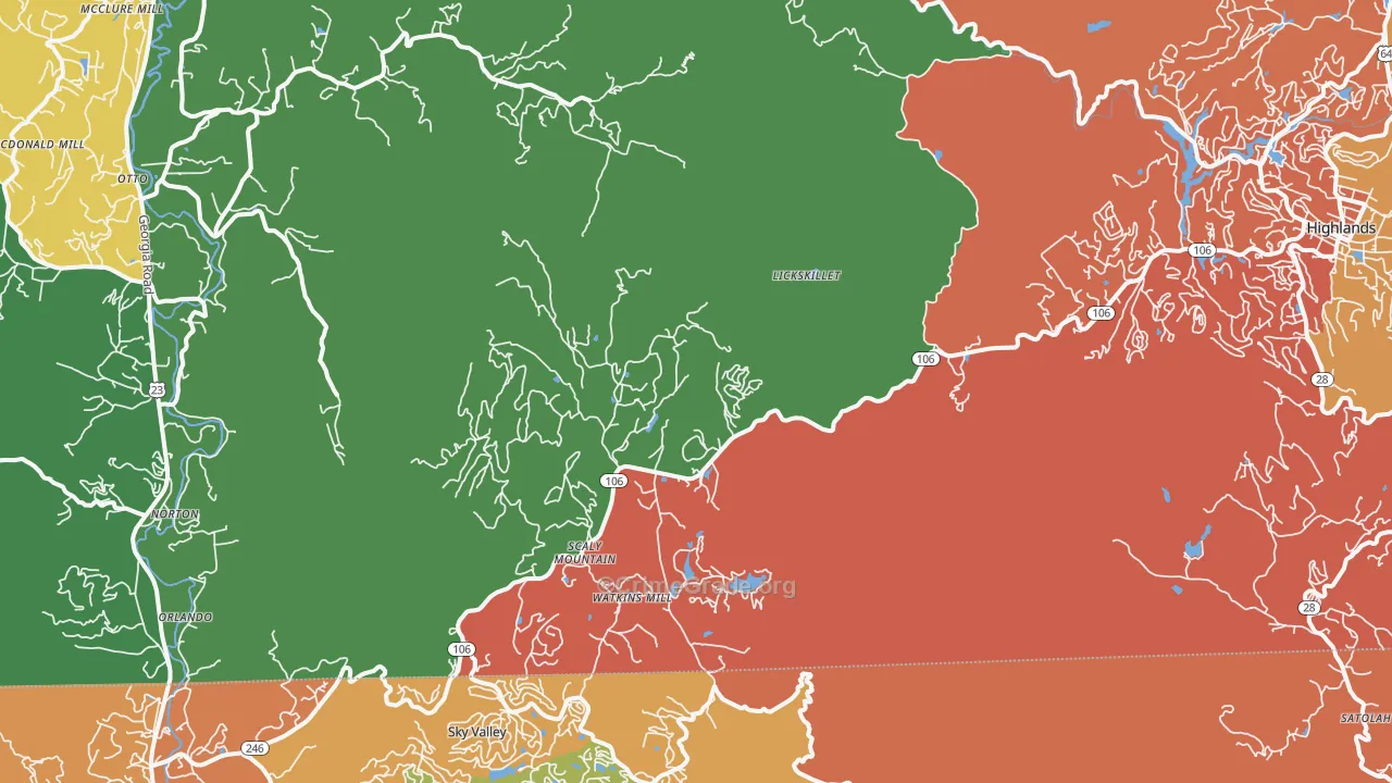 Scaly Mountain, NC Map of Drug-Related Crime Rates