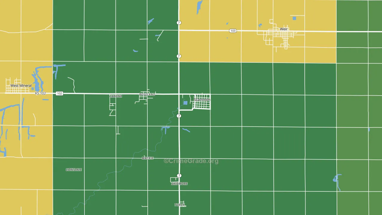 Scammon, KS Map of Drug-Related Crime Rates
