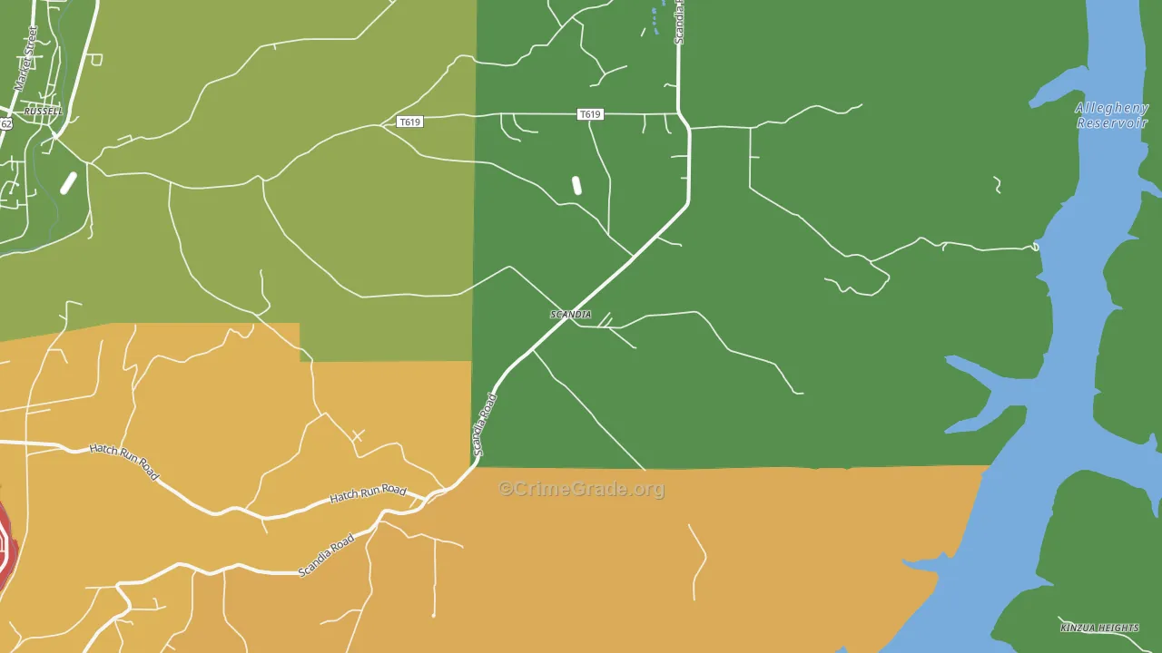 Scandia, PA Map of Drug-Related Crime Rates