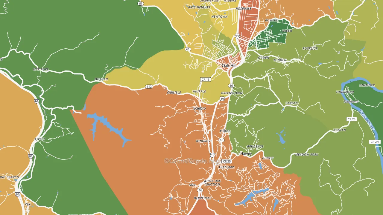 Scarbro, WV Map of Drug-Related Crime Rates