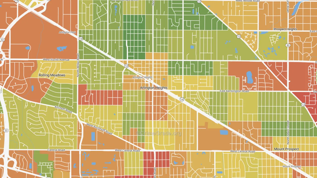Scarsdale, Arlington Heights, IL Map of Drug-Related Crime Rates